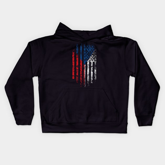 Czech Republic and America Flag Combo Kids Hoodie by Family Heritage Gifts